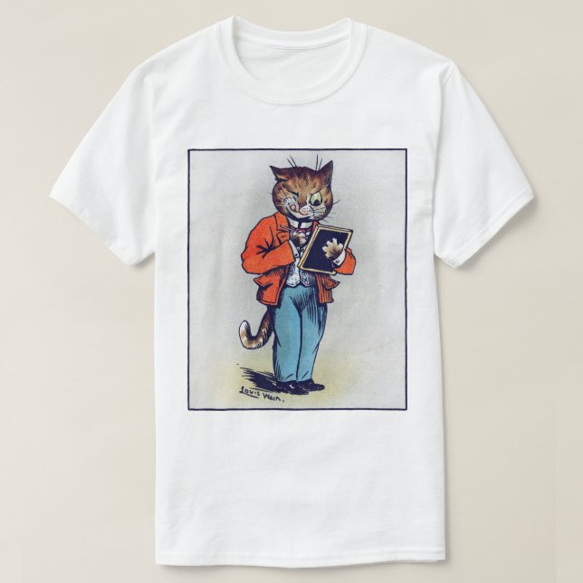 Scholarly Cat, Louis Wain T-Shirt (Design Front)