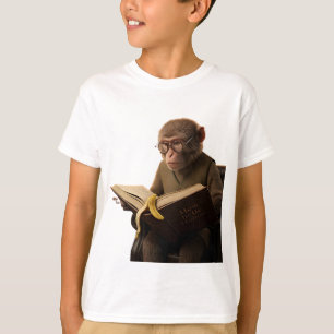 Scholarly Monkey Librarian Reading in a Grand Maho T-Shirt