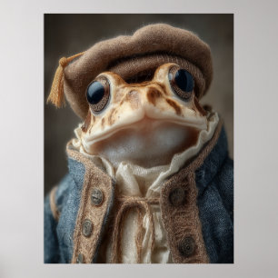 Scholarly Toad in Vintage Attire Poster