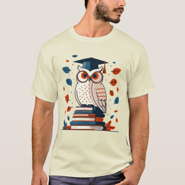 Scholarly Wisdom: An Elegant Owl of Knowled T-Shirt (Front)
