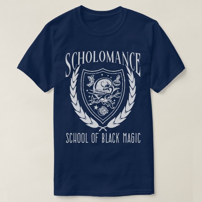 SCHOLOMANCE School of Black Magic for Halloween T-Shirt (Design Front)