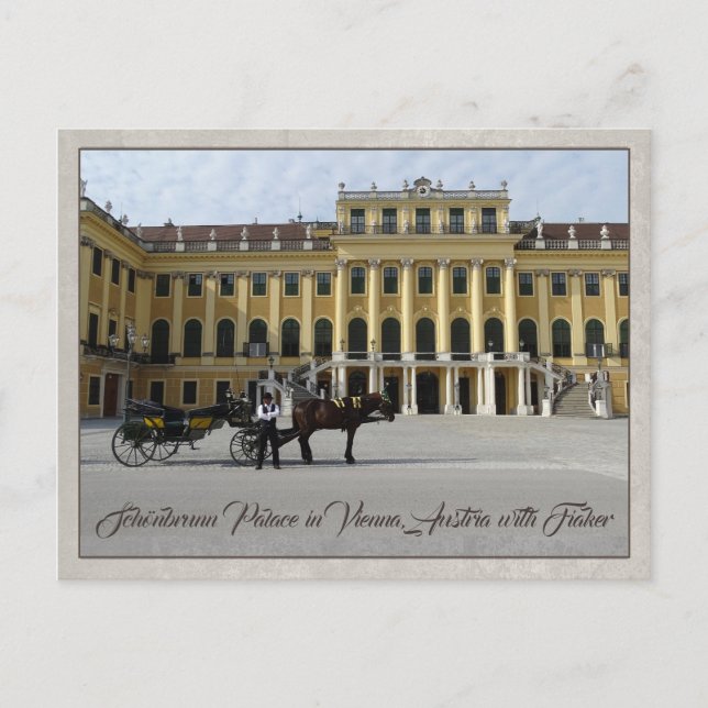 Schönbrunn Palace in Vienna, Austria with Fiaker Postcard (Front)