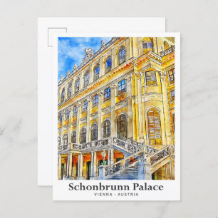 Schonbrunn Palace Vienna Austria Travel Watercolor Postcard