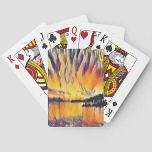 Schöner Sonnenaufgang als Aquarell Design Playing Cards