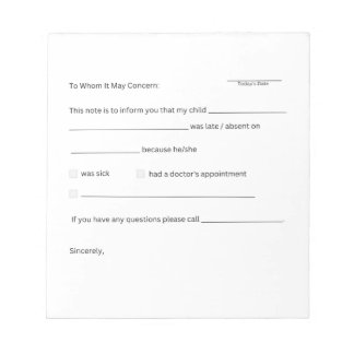School absence notepad