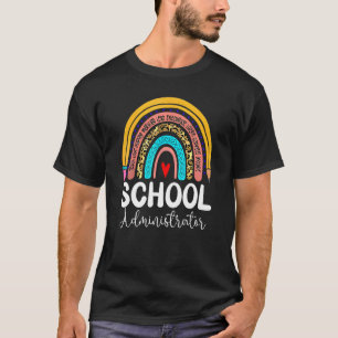 School Administrator Leopard Rainbow Back To Schoo T-Shirt