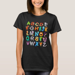 School Alphabet Animal ABCs Learning For Kids Boy T-Shirt