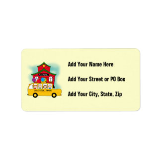 School and School Bus T-shirts and Gifts Label