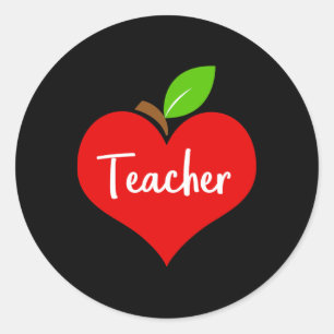 School Apple Heart Teacher Décor Theme For Men Wom Classic Round Sticker
