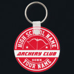 School Archery Club Personalised Sports Key Ring<br><div class="desc">Personalised sports gifts and merchandise for school sports team. All texts are editable to fit your occasion. Background colour can be changed using the design tool. Perfect souvenir for school coach and graduating seniors who are also great athletes.</div>