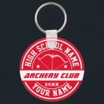 School Archery Club Personalised Sports Key Ring<br><div class="desc">Personalised sports gifts and merchandise for school sports team. All texts are editable to fit your occasion. Background colour can be changed using the design tool. Perfect souvenir for school coach and graduating seniors who are also great athletes.</div>
