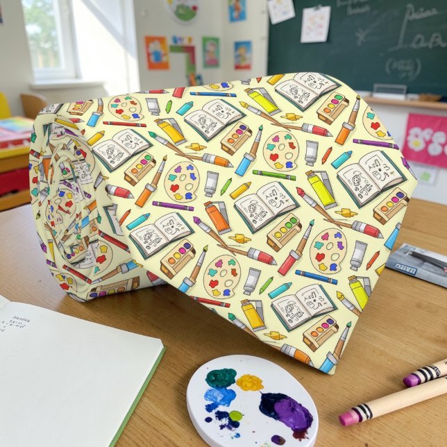 School Art Teacher Pattern Necktie Tie (Creator Uploaded)