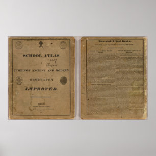 School atlas with modern geography poster