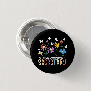 School Attendance Secretary Wildflowers Groovy 3 Cm Round Badge