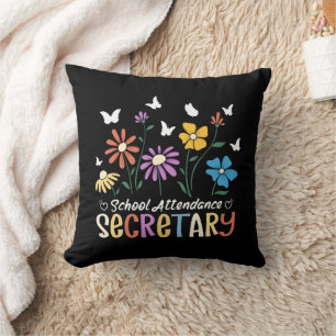 School Attendance Secretary Wildflowers Groovy Cushion