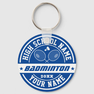 School Badminton Player Personalised Sports Key Ring
