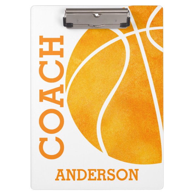 School Basketball Coach Personalised Retro Trendy Clipboard (Front)