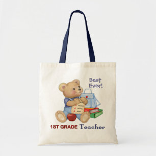 School Bear - First Grade Teacher Tote Bag