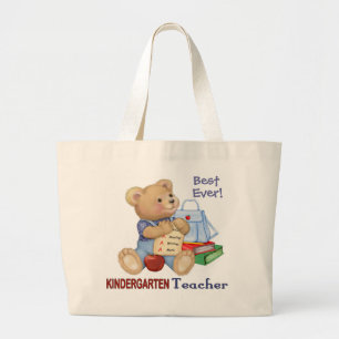 School Bear - Kindergarten Teacher Large Tote Bag
