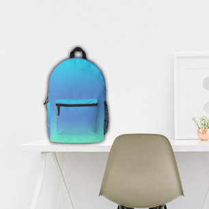 School Blue Ombre Custom Name Printed Backpack