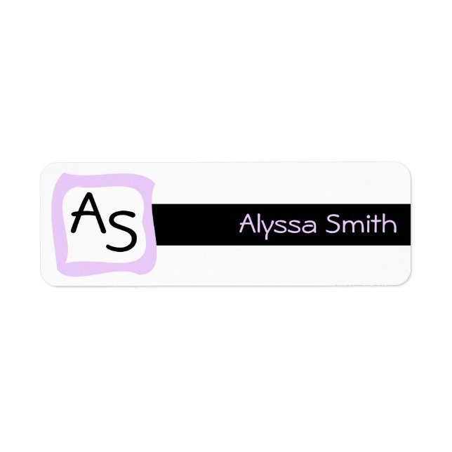 School Book Labels Lilac Frame Monogrammed Initial (Front)