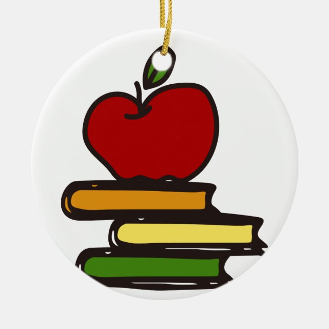 School Books Ceramic Tree Decoration (Front)