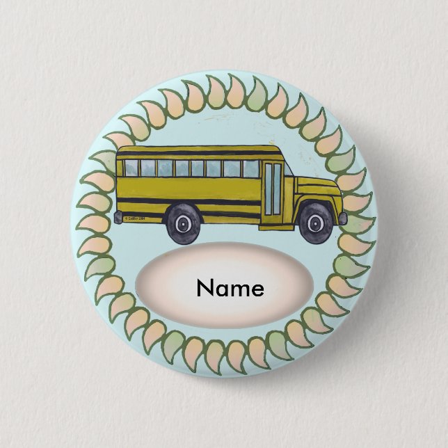 School Bus  6 Cm Round Badge (Front)