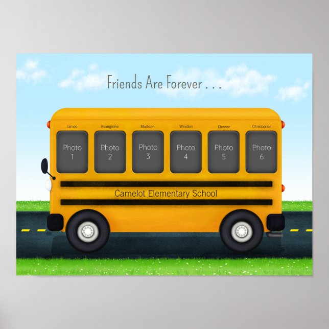 School Bus 6 Photo Frame Custom Best Friends Poster (Front)