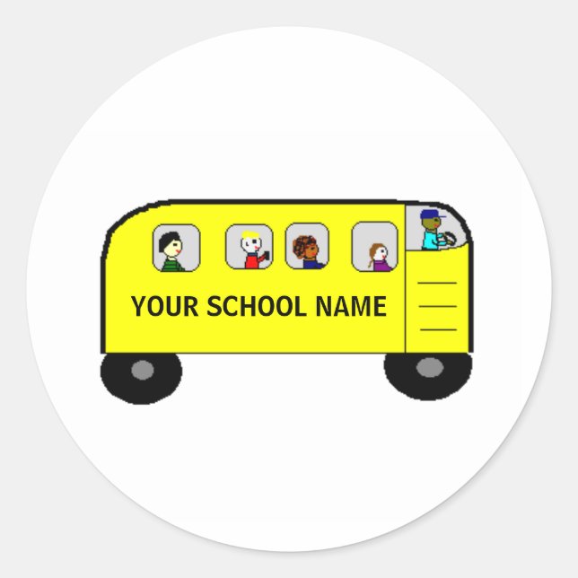 SCHOOL BUS -  a Your School product Classic Round Sticker (Front)