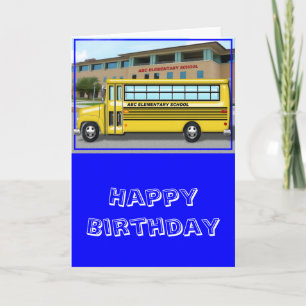 School Bus at School Card