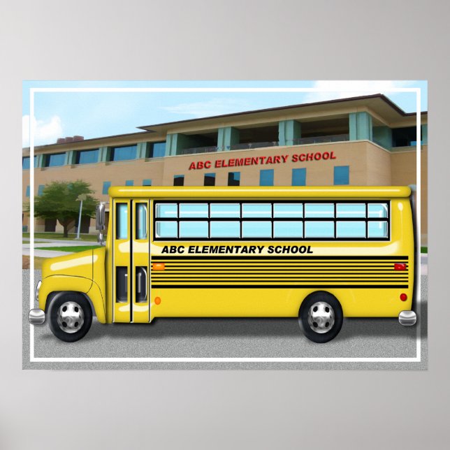School Bus at School Poster (Front)