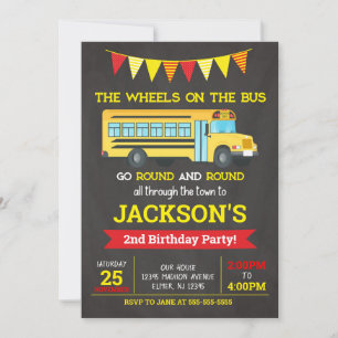 School Bus Birthday Invitation / Wheels on the Bus
