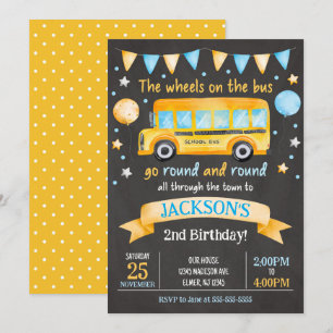 School Bus Birthday Invitation / Wheels on the Bus