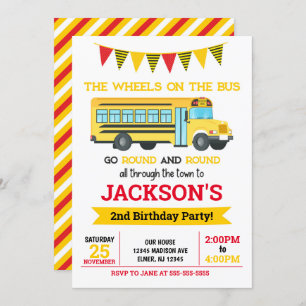 School Bus Birthday Invitation / Wheels on the Bus