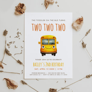 School Bus Birthday Party Invitation