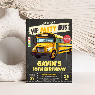 School Bus Birthday Party Invitation