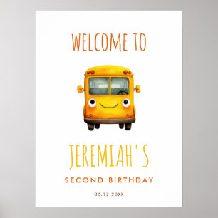 School Bus Birthday Party Welcome Poster