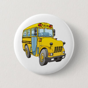 School Bus Cartoon 6 Cm Round Badge