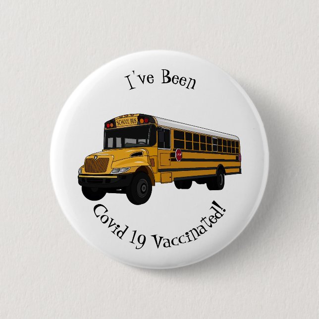 School bus cartoon illustration  6 cm round badge (Front)