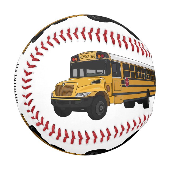 School bus cartoon illustration baseball (Front Left)