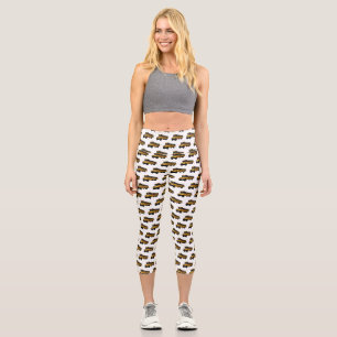 School bus cartoon illustration capri leggings