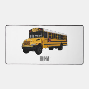 School bus cartoon illustration desk mat