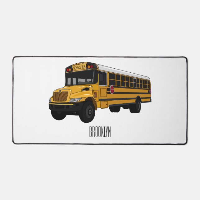 School bus cartoon illustration  desk mat (Front)
