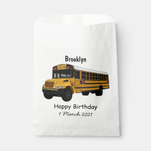 School bus cartoon illustration favour bags