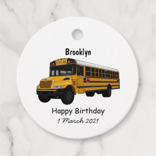 School bus cartoon illustration  favour tags