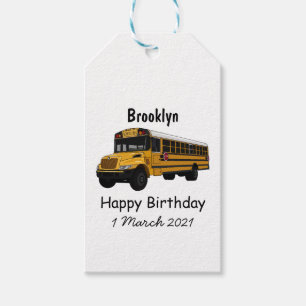 School bus cartoon illustration gift tags