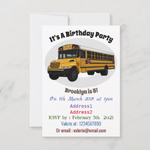 School bus cartoon illustration  invitation