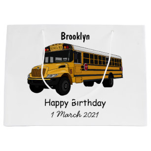 School bus cartoon illustration large gift bag