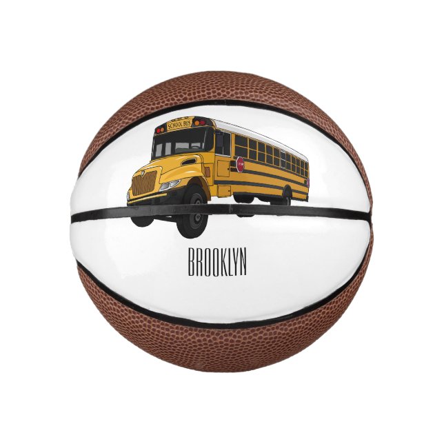 School bus cartoon illustration mini basketball (Front)