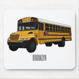 School bus cartoon illustration   mouse pad